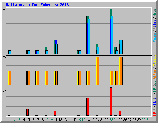 Daily usage for February 2013