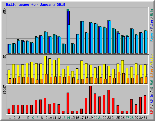 Daily usage for January 2018