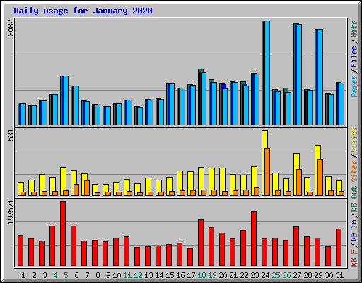 Daily usage for January 2020