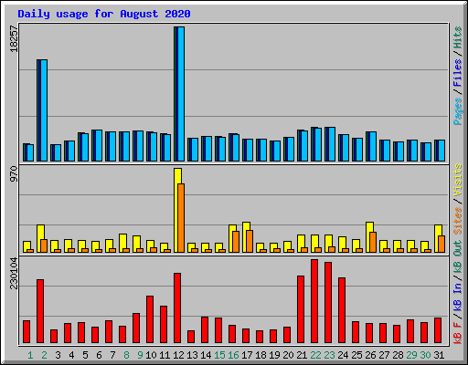 Daily usage for August 2020