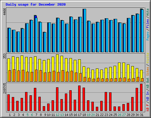 Daily usage for December 2020