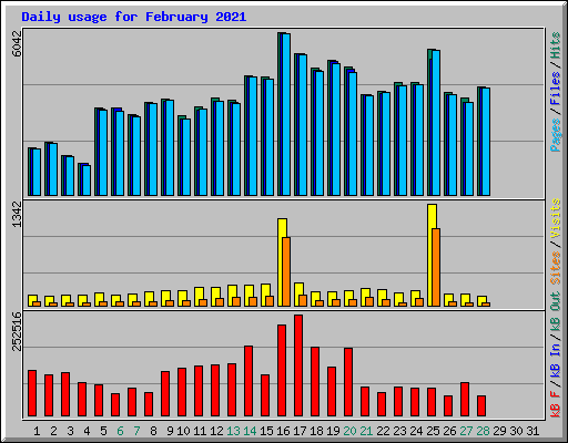 Daily usage for February 2021