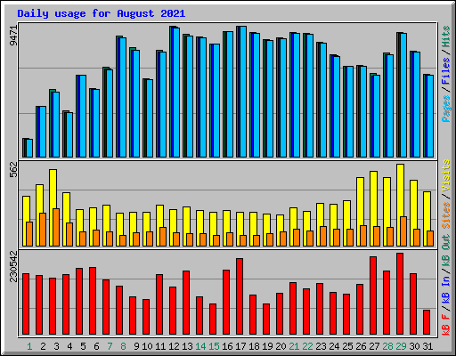 Daily usage for August 2021