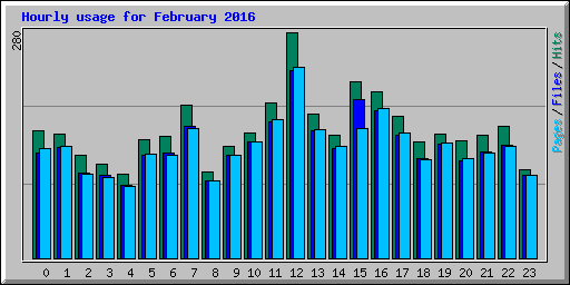 Hourly usage for February 2016