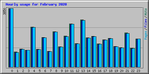 Hourly usage for February 2020